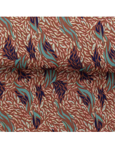 Fantasie viscose stof - Kallis bruin en blauw