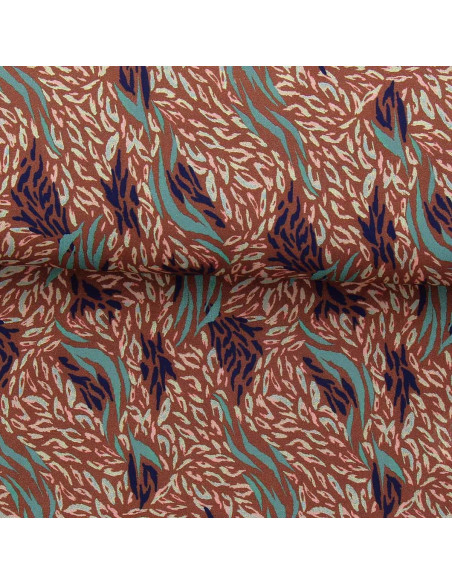 Fantasie viscose stof - Kallis bruin en blauw