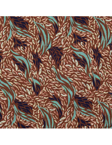 Fantasie viscose stof - Kallis bruin en blauw