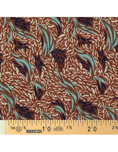 Fantasie viscose stof - Kallis bruin en blauw