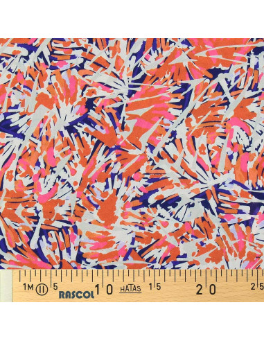Fantasie viscose stof - Fizia blauw en roze