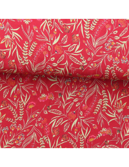Fantasie viscose stof - Rama rood en oranje
