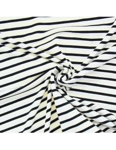 Gestreepte Bretonse jersey stof - Ecru en zwart