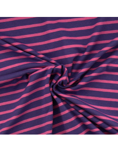 Gestreepte Bretonse jersey stof - Violet en petunia
