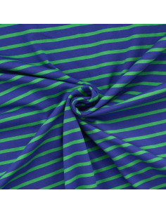 Gestreepte Bretonse jersey stof - Blauw en groen