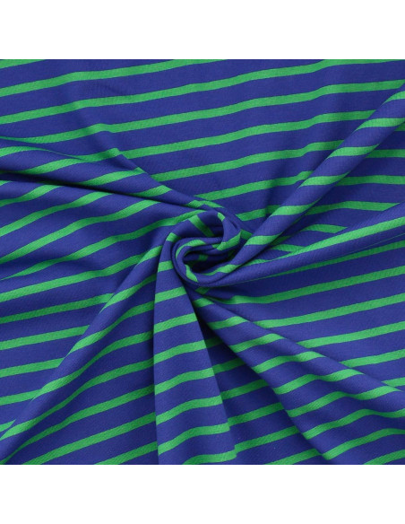 Gestreepte Bretonse jersey stof - Blauw en groen