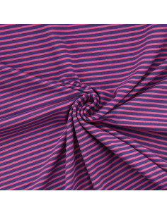 Gestreepte marine jersey stof - Violet en petunia