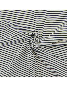 Gestreepte marine jersey stof - Ecru en zwart