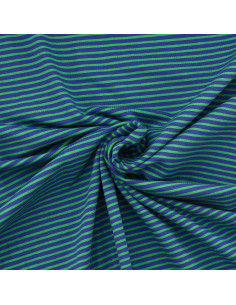 Gestreepte marine jersey stof - Blauw en groen