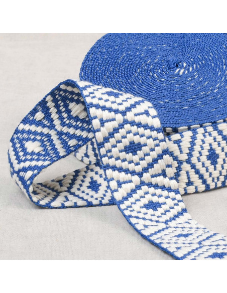 Etnische riem - Witte en blauwe ruit