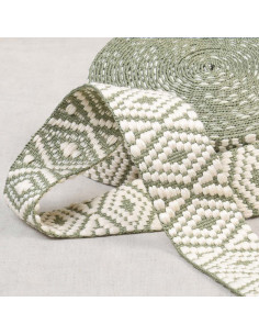 Etnische riem - Witte en licht kaki ruit