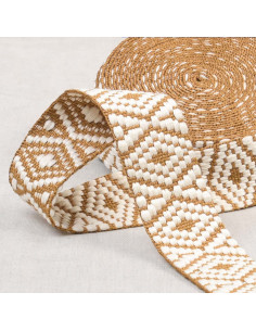 Etnische riem - Witte en beige ruit