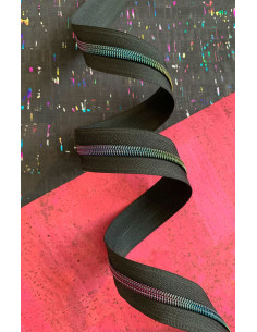 Nylon sluiting 5 mm 274 cm - Zwart iriserend gaas