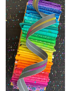 Nylon sluiting 5 mm 274 cm - Zwart-witte strepen iriserend gaas 2