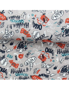 Katoenen popeline stof - Koel grijs en blauw