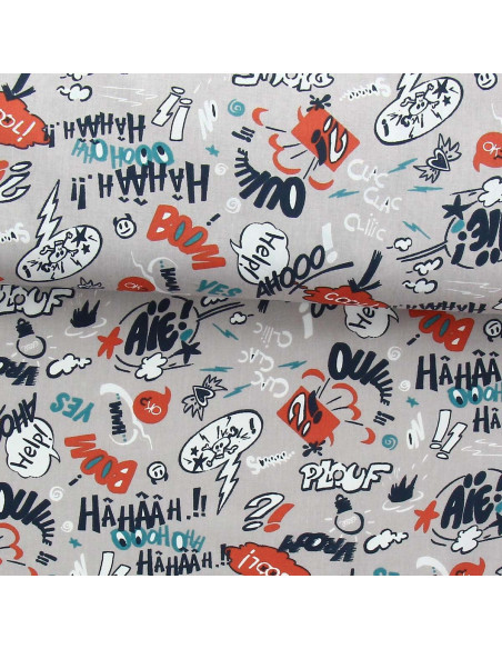 Katoenen popeline stof - Koel grijs en blauw