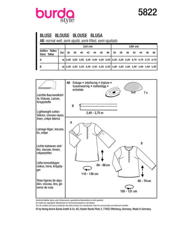 Blousepatroon - Burda 5822