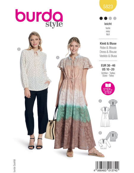 Jurk en blouse patroon - Burda 5823