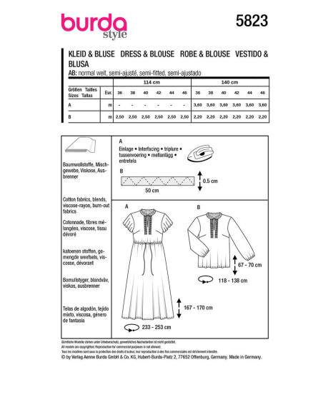 Jurk en blouse patroon - Burda 5823