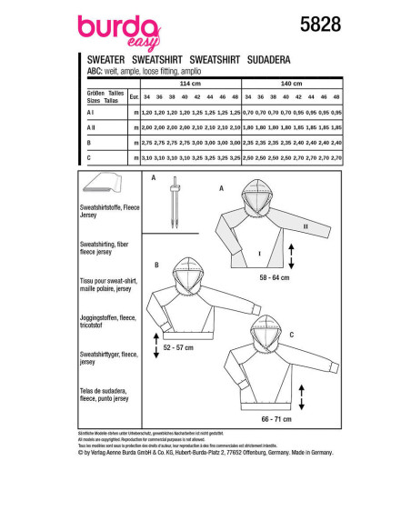 Sweatshirt patroon - Burda 5828