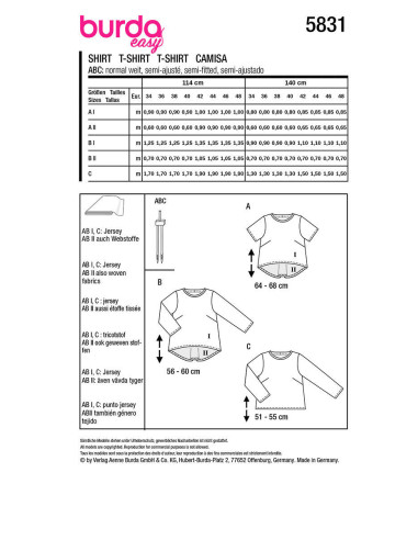 T-shirt patroon - Burda 5831