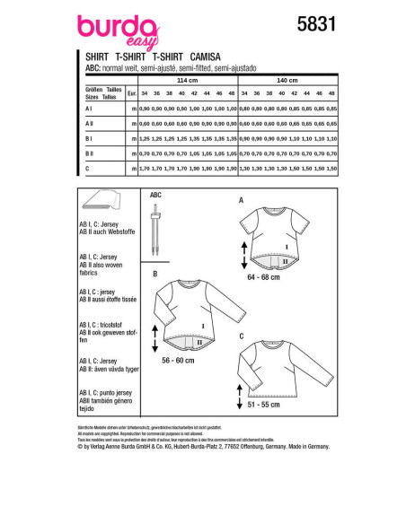 T-shirt patroon - Burda 5831