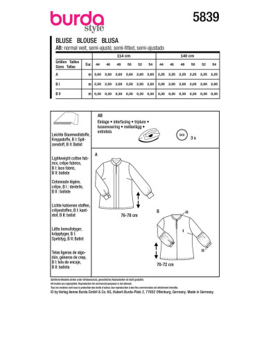 Blousepatroon - Burda 5839