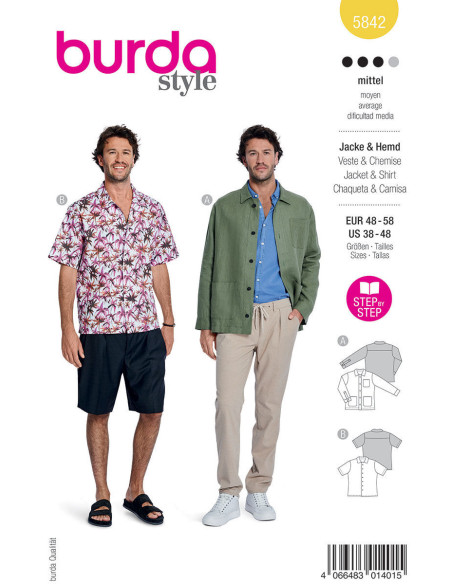 Jas- en overhemdpatroon - Burda 5842