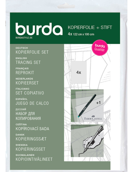 Reprokit plastic folie met Burda potlood