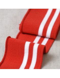 Boordstof polsen en taille - Rood met witte strepen