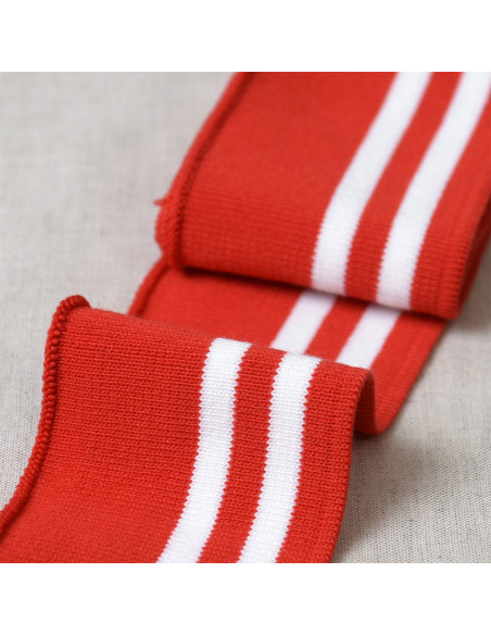 Boordstof polsen en taille - Rood met witte strepen