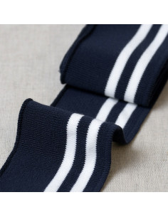 Boordstof polsen en taille - Marineblauw met witte strepen