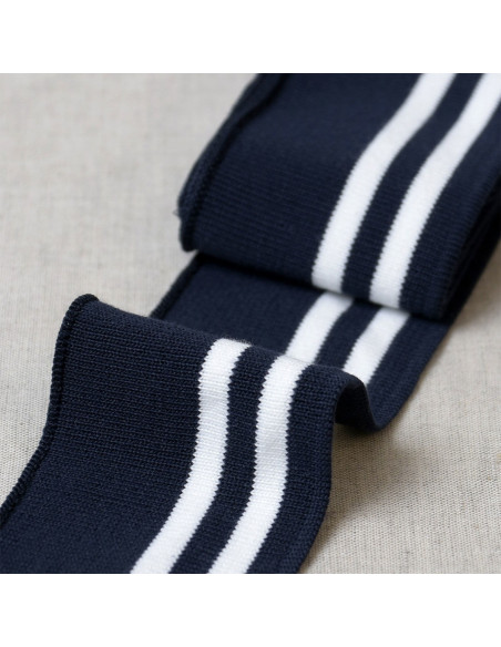 Boordstof polsen en taille - Marineblauw met witte strepen