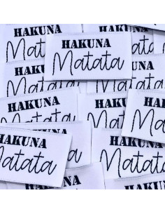 Set van 5 geweven labels om op te naaien Hakuna Matata