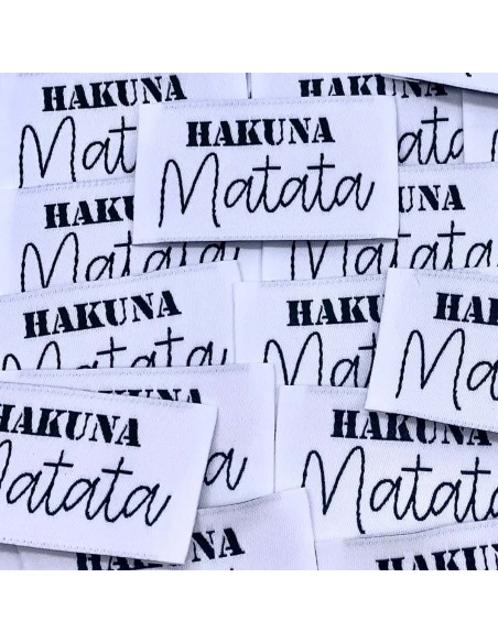 Set van 5 geweven labels om op te naaien Hakuna Matata