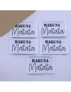 Set van 5 geweven labels om op te naaien Hakuna Matata 2