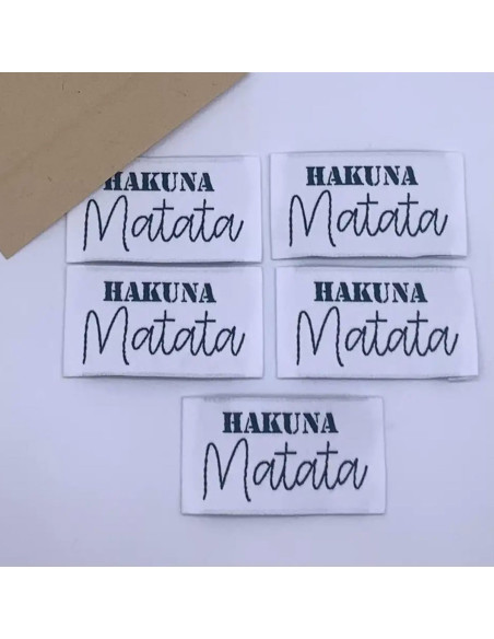 Set van 5 geweven labels om op te naaien Hakuna Matata