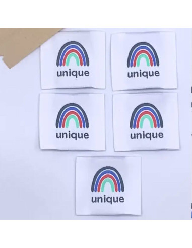 Set van 5 unieke geweven labels om op te naaien - Blauw