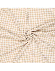 Geruite Seersucker-stof - Beige