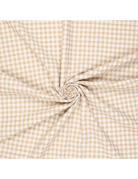 Geruite Seersucker-stof - Beige