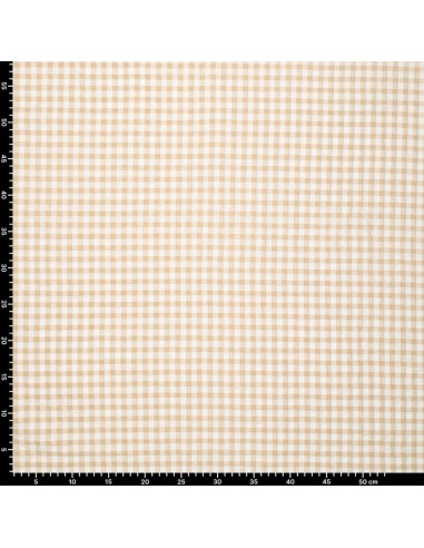Geruite Seersucker-stof - Beige