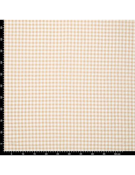 Geruite Seersucker-stof - Beige