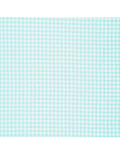 Seersucker geruite stof - Turkooisblauw 2