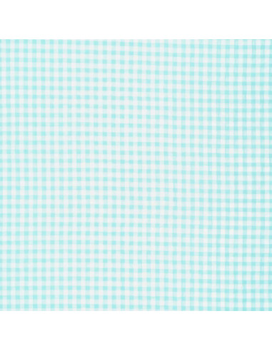 Seersucker geruite stof - Turkooisblauw