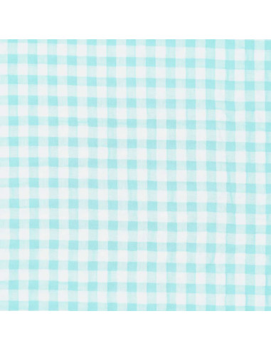 Seersucker geruite stof - Turkooisblauw