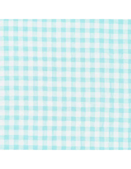 Seersucker geruite stof - Turkooisblauw