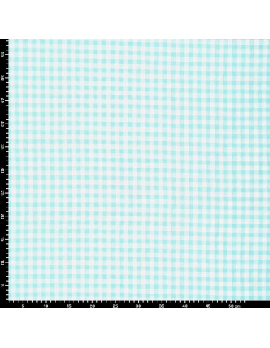 Seersucker geruite stof - Turkooisblauw