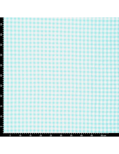 Seersucker geruite stof - Turkooisblauw
