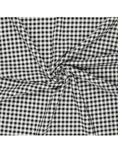 Seersucker geruite stof - Zwart