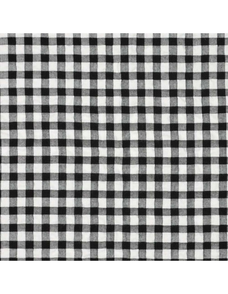 Seersucker geruite stof - Zwart
